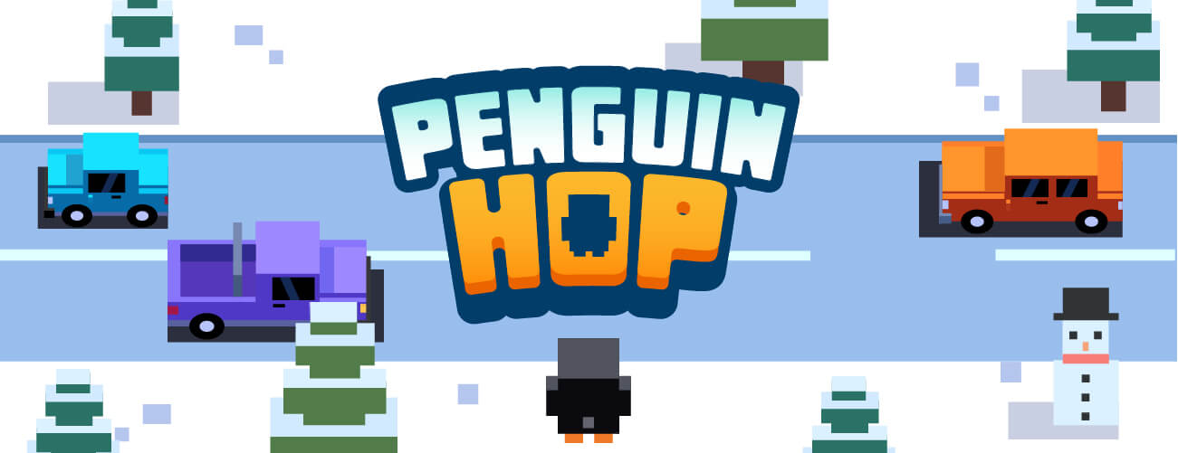 Penguin Hop - Hop across the busy winter road